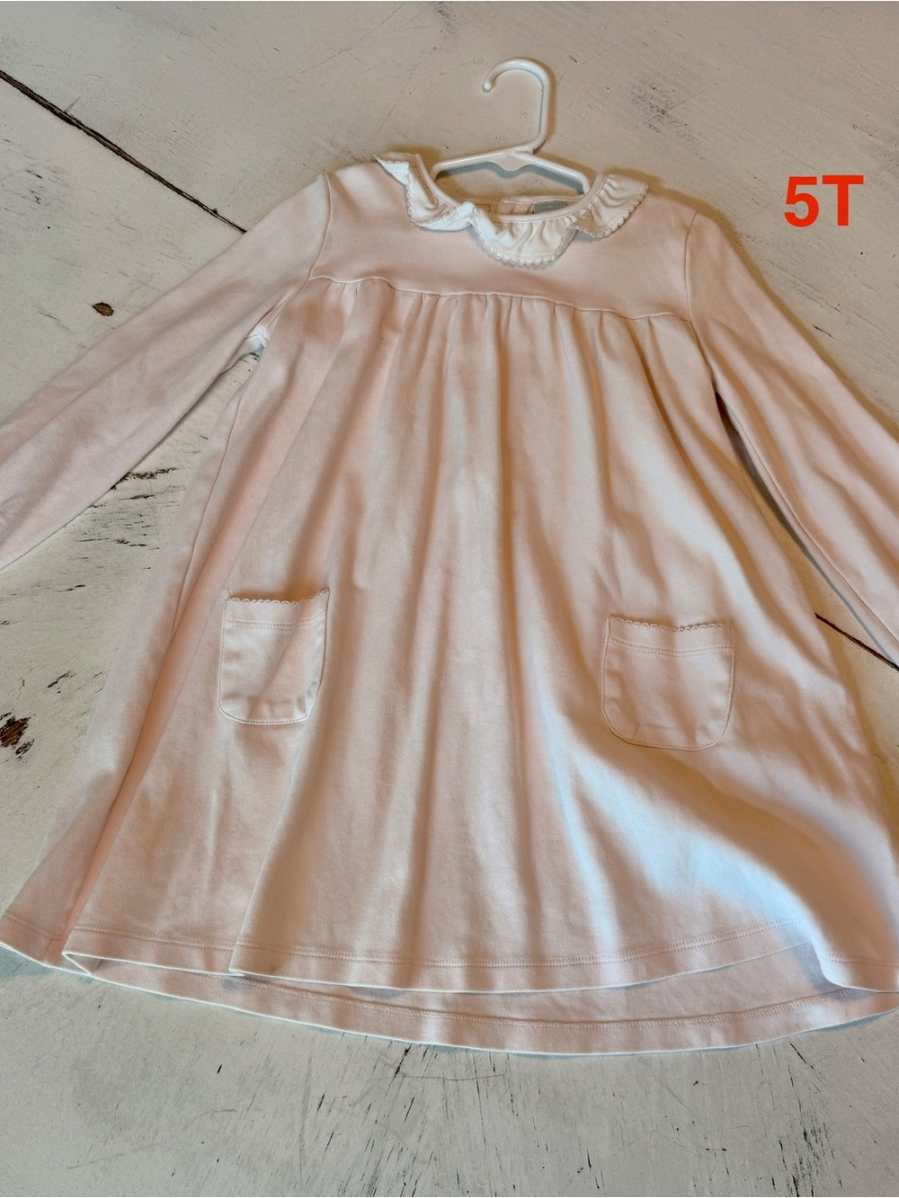 Edgehill Collection Pink Long Sleeve Dress with Peter Pan Collar
